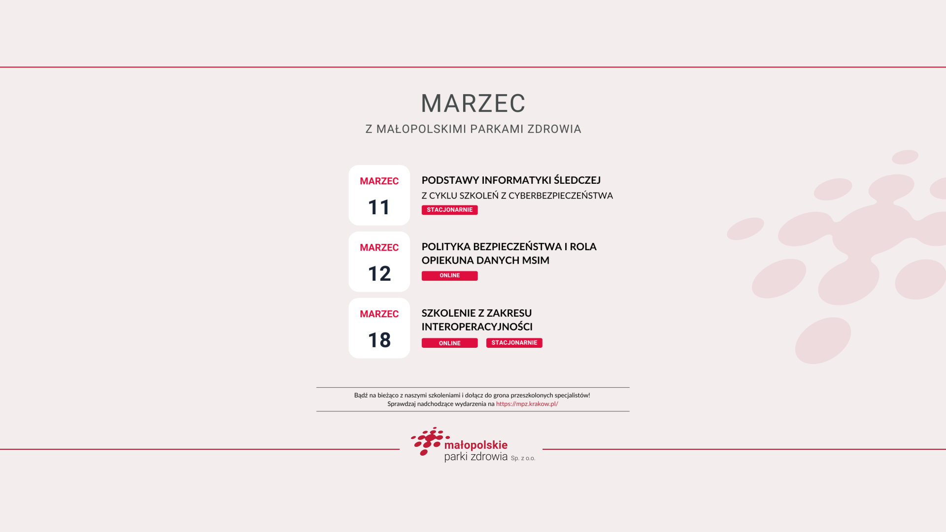 Przedstawiamy harmonogram marcowych szkoleń!